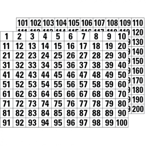 Dreifke&reg; Klebezahlen 1-200, schwarz/wei&szlig;, 22x30mm, Folie selbstklebend 200 Stk.