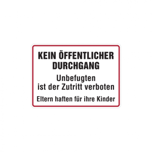 Dreifke&reg; Hinweisschild, Kein &ouml;ffentlicher Durchgang, 250x350mm, Alu gepr&auml;gt, ...