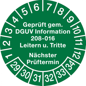Dreifke&reg; Pr&uuml;fplakette ab 29 Gepr&uuml;ft gem. DGUV Information 208-01 - 30 mm Foli...