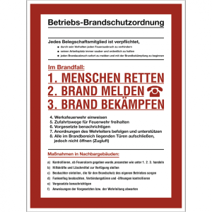Dreifke&reg; Schild Betriebs-Brandschutzordnung, Kunststoff, 300x400 mm