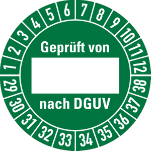Dreifke&reg; Pr&uuml;fplakette gepr&uuml;ft von ... nach DGUV ab 2029, gr&uuml;n/we - 30 mm Foli...