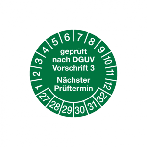 Dreifke&reg; Aufkleber Pr&uuml;fplakette, DGUV Vorschrift 3 N&auml;chster Pr&uuml;ftermin, Jahre...