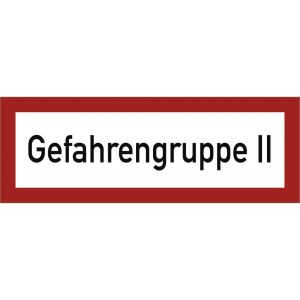 Dreifke&reg; Schild Gefahrengruppe II, Aluminium gepr&auml;gt, 297x105 mm