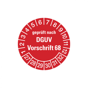 Dreifke&reg; Aufkleber Pr&uuml;fplaketten, gepr&uuml;ft nach DGUV Vorschrift 68, rot/wei&szlig;, ...