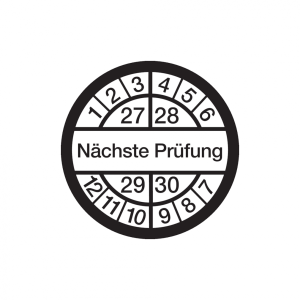 Dreifke&reg; Aufkleber Pr&uuml;fplakette, N&auml;chste Pr&uuml;fung, wei&szlig;/schwarz, &Oslash; 16 mm - Bog...
