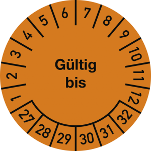 Dreifke&reg; Pr&uuml;fplakette G&uuml;ltig bis 2027 - 2032, Dokumentenfolie, &Oslash; 25 mm, 10 St...