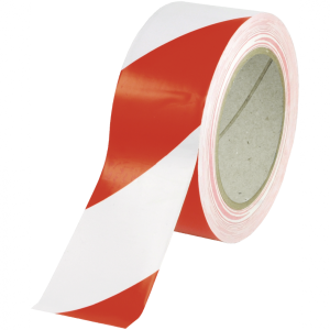 Fu&szlig;boden-Warnmarkierung linksweisend, Folie, Rot-Wei&szlig;, Rolle 50 mm x 33 m