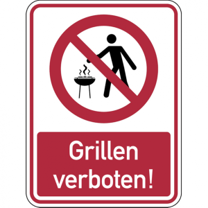 Dreifke&reg; Hinweisschild, Grillen verboten - 300x400x2 mm Aluverbund