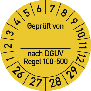 Dreifke&reg; Pr&uuml;fplakette Gepr....DGUV Regel100-500,2026-2029,Dokumentenfolie,&Oslash;25...