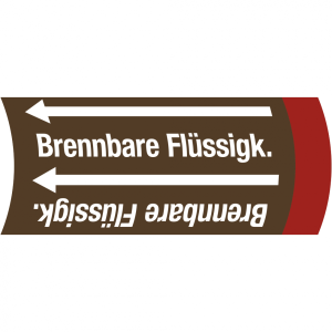 Aufkleber Band f&uuml;r Rohre bis &Oslash; 50 mm, Gruppe 8 Brennbare Fl&uuml;ssigkeiten, Folie...
