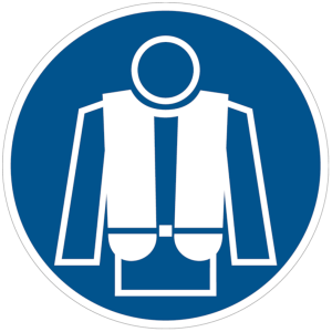 Dreifke&reg; Aufkleber (Folie) "Rettungsweste tragen", &Oslash;10cm, Folie selbstklebend...