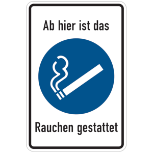 Dreifke&reg; Alu-Schild, gepr&auml;gt "Rauchen gestattet", 20x30cm (BxH), 1 St&uuml;ck, Pra...