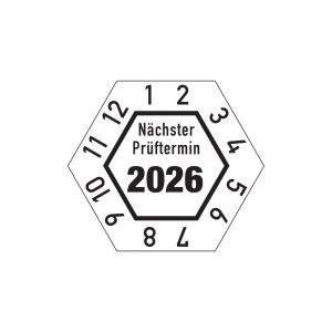 Dreifke&reg; Aufkleber Pr&uuml;fplakette, N&auml;chster Pr&uuml;ftermin, Jahresfarben, Folie, 26...