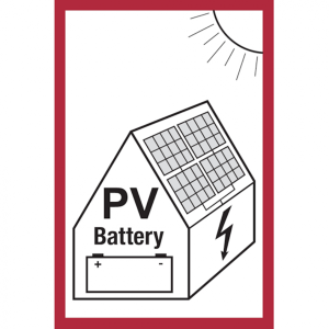 Dreifke&reg; Feuerwehrschild, Photovoltaikanlage mit Batteriesp - 100x150 mm Foli...