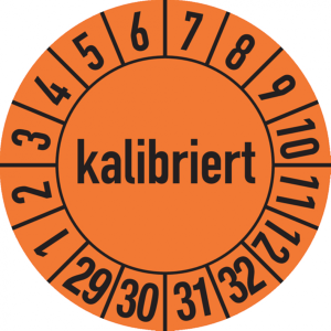 Dreifke&reg; Pr&uuml;fplakette, kalibriert, orange/schwarz, Folie, &Oslash; 30 m - 30 mm Foli...