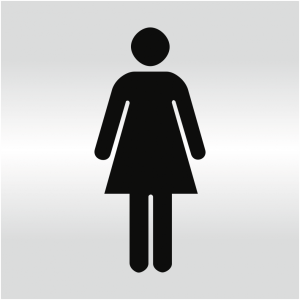 Dreifke&reg; Schild - Piktogramm WC Damen, Alu silber eloxiert, 148x148 mm