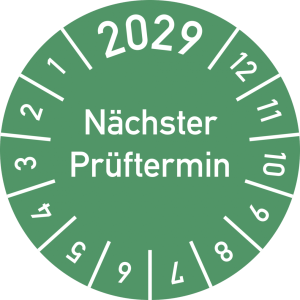 Dreifke&reg; Pr&uuml;fplakette 2029 N&auml;chster Pr&uuml;ftermin, Dokumentenfolie, &Oslash; 15 mm, 10 ...
