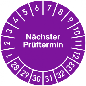 Dreifke&reg; Pr&uuml;fplakette N&auml;chster Pr&uuml;ftermin 2028 - 2033, Folie, &Oslash; 30 mm, Rolle ...
