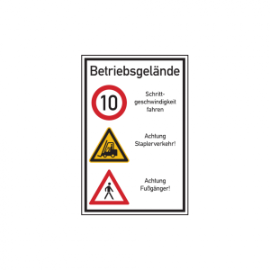 Dreifke&reg; Hinweisschild, Betriebsgel&auml;nde Schrittgeschwindigkeit, Aluverbund, 9...