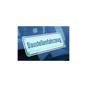 Dreifke&reg; Hinweisschild, "Baustellenfahrzeug" f&uuml;r Heckscheiben, 140x400 mm, Ku...