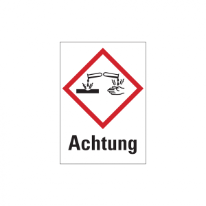 Dreifke&reg; Gefahrstoffetiketten - &Auml;tzwirkung (GHS05) &amp; Signalwort "Achtung" | F...