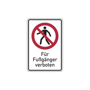 Dreifke&reg; Verbotsschild, Kombischild, F&uuml;r Fu&szlig;g&auml;nger verboten, 300x200 mm, Aluv...