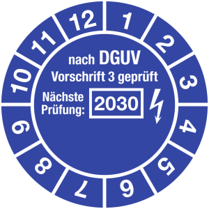 Dreifke&reg; Pr&uuml;fplakette nach DGUV Vorschrift 3 gepr&uuml;ft, N&auml;chste Pr&uuml;fung, 2030, ...