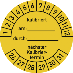 Dreifke&reg; Pr&uuml;fplakette kalibriert am: durch: n&auml;chster...2026-2031,Folie,&Oslash; 40 m...
