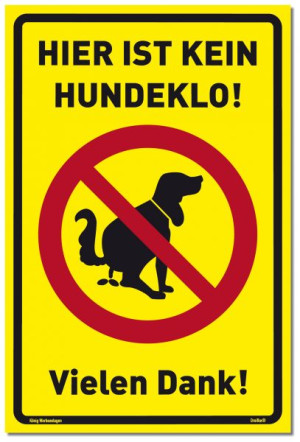 Dreifke&reg; Schild Hier ist kein Hundeklo! | stabiles Alu-Schild mit UV-Schutz 2... gelb (200x300mm) Alu