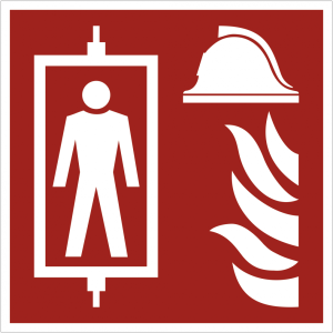 Dreifke&reg; Brandschutzzeichen Feuerwehraufzug nach DIN EN 81-72, Folie, 100x100 mm