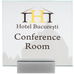 MONACO T&uuml;rschild 148 | 148x148 mm | 2 Scheiben ESG Glas | Alu silber satinier...
