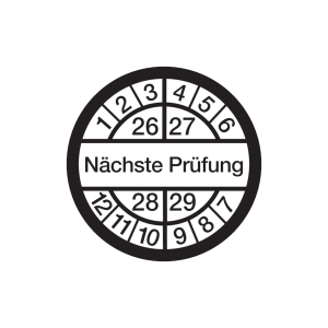 Dreifke&reg; Aufkleber Pr&uuml;fplakette, N&auml;chste Pr&uuml;fung, wei&szlig;/schwarz, &Oslash; 16 mm - Bog...
