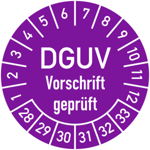 Dreifke&reg; Pr&uuml;fplakette DGUV Vorschrift gepr&uuml;ft, 2028-2033, Dokumentenfolie, &Oslash;3...