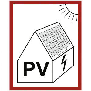 Dreifke&reg; Aufkleber Brandschutzschild Hinweis auf eine PV-Anlage (Photovoltaik...