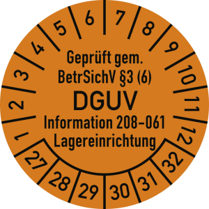 Dreifke&reg; Pr&uuml;fplakette BetrSichV &sect;3 DGUV 208-061, 2027-2032,Dokumentenf.,&Oslash; 30m...
