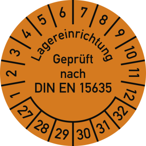 Dreifke&reg; Pr&uuml;fplakette Lagereinrichtung ... 2027-2032, Dokumentenfolie, &Oslash; 30 m...