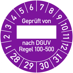 Dreifke&reg; Pr&uuml;fplakette Gepr&uuml;ft von ___ nach DGUV Regel 100-500, Dokumentenfoli...