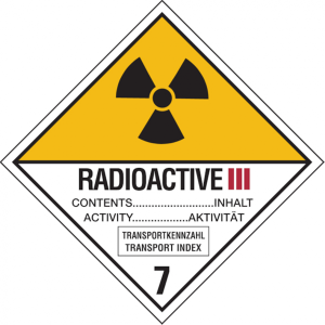 Dreifke&reg; Gefahrzettel, Gefahrgutklasse 7C - Radioaktive Stoffe Kategorie III ...