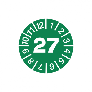 Dreifke&reg; Jahrespr&uuml;fplaketten, Jahresfarben, Dokumentenfolie, &Oslash; 15 mm - Bogen ...