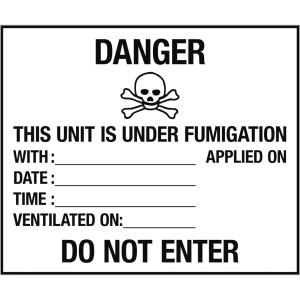 Dreifke&reg; Aufkleber Gefahrzettel DANGER THIS UNIT IS UNDER FUMIGATION..., Foli...