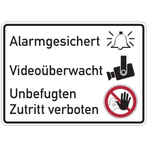 Dreifke&reg; Hinweisschild, Alarmgesichert - Video&uuml;berwacht - Zutritt verboten | ...