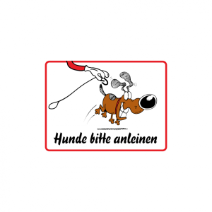 Dreifke&reg; Hinweisschild, Hunde bitte anleinen, 150 x 200 mm, Alu gepr&auml;gt 1 Stk.