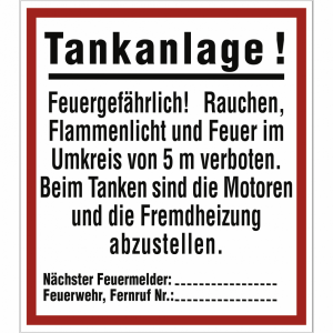 Dreifke&reg; Schild Tankanlage! Feuergef&auml;hrlich ..., Kunststoff, 335x380 mm