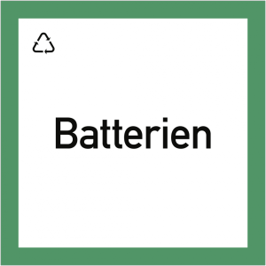 Dreifke&reg; Wertstoffkennzeichnung "Batterien", Kunststoff, 300x300 mm