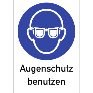 Gebotszeichen Augenschutz benutzen (M004) Kombischild mit Text, gem ASR A1.3 ... Aufkleber Folie 13,1x18,5cm 1 Stück