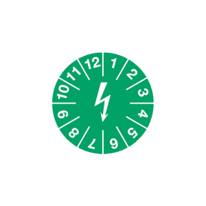 Dreifke&reg; Pr&uuml;fplakette f. elektr. Einrichtung.,Folie-Spezialkl.,gr&uuml;n,&Oslash; 15 mm, ...