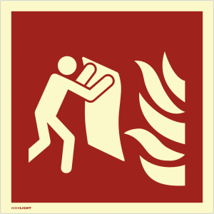 Dreifke&reg; Feuerl&ouml;schdecke ISO 7010, Kunststoff, langnachleuchtend, 160-mcd, 20...