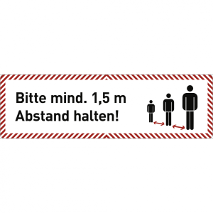 Dreifke&reg; Schild - Deckenabh&auml;nger "Bitte mind. 1,5 m Abstand halten!", Aluverb...