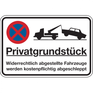Dreifke&reg; Parkverbotsschild, Privatgrundst&uuml;ck Widerrechtlic - 600x400x2 mm Alu...