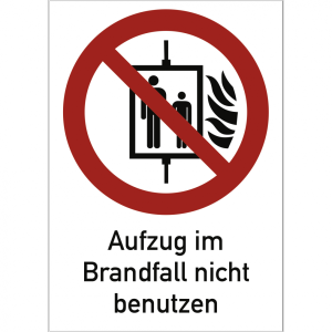 Dreifke&reg; Schild Aufzug im Brandfall nicht benutzen ISO 7010, Kombischild, Alu...